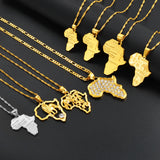Anniyo Africa Map Pendant Necklace Women Men Silver Color/Gold Color Ethiopian Jewelry Wholesale African Hiphop Item @132106