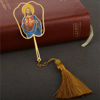 Christian Holy Family Bookmarks Hollow Copper Jesus Christ The Teacher Tassel Bookmark Accessories for Reader Birthday Gift