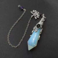 Silver Color 12 Faceted Natural Stone Crystal Pendant Pendulum for Divination 100% Clear Quartz Amethysts Pendulums Pendulo X334