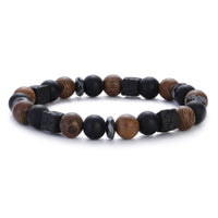 New Classic Natural Wood Beads Bracelets For Women Meditation Prayer Sliver Om Pendant Bracelet Men Wooden Yoga Jewelry