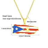 2024 New fashion vintage dripping stainless steel Puerto Rico map flag pendant necklace men's and women's collarbone chain acces