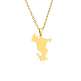 2024 New fashion French Mayotte map necklace for men and women geometric titanium steel pendant national style collarbone chain