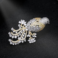 SUYU National Style Retro Color Copper Inlaid Cubic Zirconia Animal Suit Jacket Gift Accessories Female Magpie Brooch