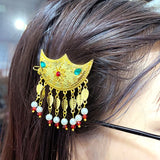 Ethiopian hair clip, emerald, Qatar African golden hair patch, Dubai hair clip, Hbanasha hairpin, bride's wedding gift