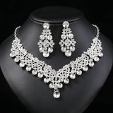 Rhinestone Bride Jewelry Sets for Women Luxury Flower Choker Necklace Earrings Wedding Dress Bridal Necklace Set Fashion Jewelry