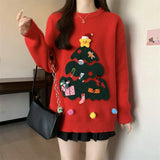 Red Christmas Pullover Sweater For Women In Autumn And Winter 2025 Women's Casual Versatile O Neck Knitted Sweater New Casual