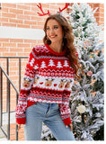 Christmas Knitwears Sweater Women Autumn And Winter New O Neck Long Sleeve Printed Fashion Casual Knitted Pullovers Feminina Top
