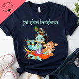 Bal Krishna Printed T-shirt Outfit Hindu God Krishnas Jai Shree Krishna Woman Clothing Indian Culture Hare Ram Hare Cotton Tops