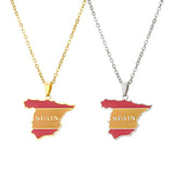 2024 new fashion stainless just Spanish map pendant necklace temperament everything collarbone chain birthday anniversary gift
