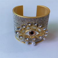 Metal Exaggerated Open Bangle Five Senses Europe American Style Alloy Plated Eyes Bracelets Unique Wide Geometric Cuff Bangles