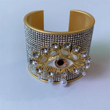 Metal Exaggerated Open Bangle Five Senses Europe American Style Alloy Plated Eyes Bracelets Unique Wide Geometric Cuff Bangles