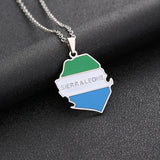 2024 new fashion stainless steel Sierra Leone map pendant necklace temperament everything collarbone chain birthday anniversary