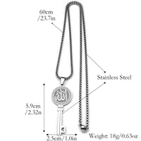 Islamic Arab Allah God Key Shaped Pendant Necklace for Men Women Stainless Steel Gold Color Muslim Chain Amulet Jewelry
