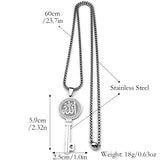 Islamic Arab Allah God Key Shaped Pendant Necklace for Men Women Stainless Steel Gold Color Muslim Chain Amulet Jewelry