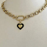 10pcs Stainless Steel Snake Chain Choker Heart Charm Pendant  Spring Lock Clasp Statement Necklace Women Halloween Y2k Jewelry