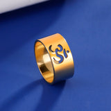 Lemegeton Buddhist Indian Yoga Om Women's Logo Ring Men's Charm Stainless Steel Ultra Natural Jewelry Party Gift