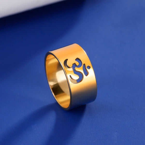 Lemegeton Buddhist Indian Yoga Om Women's Logo Ring Men's Charm Stainless Steel Ultra Natural Jewelry Party Gift