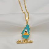 Anniyo Saint Lucia Map Flag Pendant Necklace for Women Girl Jewelry St. Lucia Chains Jewellery @126521