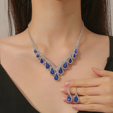 Ladies' light luxury style geometric water droplet set necklace, earrings, daily wear holiday gifts