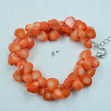 Coral Bracelet  !  Classic 3 strands of natural irregular orange coral bracelet  9.5"