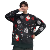 Loose Fit Knitted Couple Pullovers Thick Winter Sweaters Round Neck Santa Claus Christmas Attire All-match Autumn Sweater
