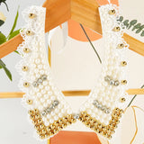 Pearl Beaded Lace Trim Collar Ribbons Women Necklace Wedding Jewelry for Clothes Dress  Beads Crystal Collar Wedding Jewelry