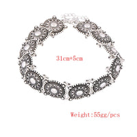 Vintage Alloy Carved Sun Pattern Choker Necklace for Women Traditional Boho Ethnic Round Collar Necklaces Statement Jewelry Gift