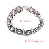 Vintage Alloy Carved Sun Pattern Choker Necklace for Women Traditional Boho Ethnic Round Collar Necklaces Statement Jewelry Gift