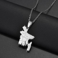 Anniyo India Pakistan Bangladesh Map Pendant Necklaces for Women Stainless Steel Jewelry #518462
