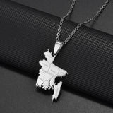 Anniyo India Pakistan Bangladesh Map Pendant Necklaces for Women Stainless Steel Jewelry #518462