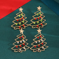 Christmas Colored Zircon Christmas Tree Simple and Fashionable Women's Earrings Creative Jewelry Holiday Gift