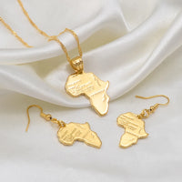 Anniyo Africa Map Jewelry Sets Pendant Necklaces Earrings For Women Egypt Ethiopian Nigeria Sudan Congo  #002306S