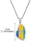 Anniyo Gold Color ST. Vincent Map Pendant Water Wave Chain Necklaces Saint Vincent Maps Lesser Antille Jewelry #098421