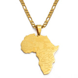 Anniyo Africa Map Wth Country Flags Pendant Necklaces for Men Women Unisex,Gold Plated Congo Ghana Nigeria Jewelry #035321