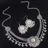 Fashion Indian Bollywood Traditional Crystal Wedding Choker Necklace Earrings Jhumka Jewelry Set Vintage Bohemian Collar Gifts