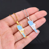 2024 new fashion stainless steel Argentina map and flag pendant necklace temperament everything collarbone chain birthday annive