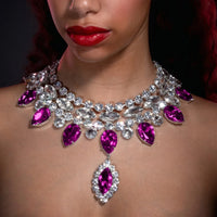 Luxury Sparkling Crystal Fashion Multi layered Pendant Women's Necklace Colorful Gemstone Necklace Bridal Wedding Accessories