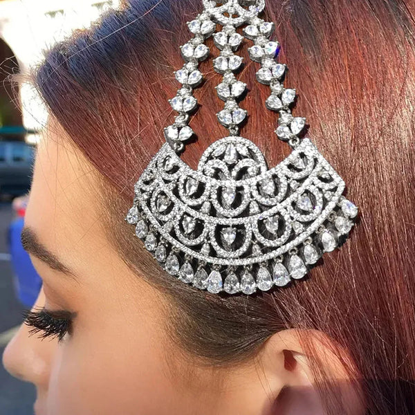 New Style Fashion Bohemian Zircon Cubic Fan Shape Hairpon Jewelry for Women Wedding Bridal Tassel Hair Accessories Wholesale