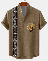 New Men's 3D Fashion Short Sleeve Casual Street Trend Summer Comfort Top Hawaiian Cotton and Linen Shirt