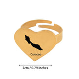 Anniyo Curacao Africa Map Ring for Women Men Stainless Steel Jewelry @22A48