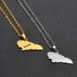 Anniyo Moheli Comoros Map Pendant Necklaces for Women Girls Stainless Steel Moili Mwali Jewelry #304901