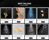 My Shape Africa Map Lion Elephant Monkey Giraffe Pendant Necklaces Men Women Stainless Steel Animal Chain Choker African Jewelry