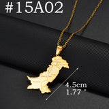 Anniyo India Pakistan Bangladesh Map Pendant Necklaces for Women Stainless Steel Jewelry #518462