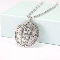 Nordic fashion trend titanium steel jewelry laser marking Solomon round brand pendant stainless steel necklace