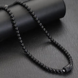 Unique Black Onyx Stone 12 Constellations Necklace For Men 19 Inches Stainless Steel Buckle Short Collar Casual Accessories Him