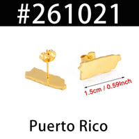 Anniyo Puerto Rico Mexico Dominican Guatemala Map Stud Earrings Jewelry Stainless Steel Ethnic Ornament  #261021