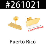 Anniyo Puerto Rico Mexico Dominican Guatemala Map Stud Earrings Jewelry Stainless Steel Ethnic Ornament  #261021