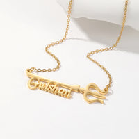 MYDIY Trisul Name Necklace Unisex Pendant Customized Neck Chain Personalised Tamil Necklace Telugu Name Necklace Gift for Women