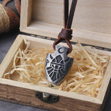 stainless steel Iron Color Viking spear Pendant Necklace with really cow leather chain As Men Gift
