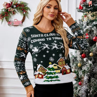 2025 Winter Christmas Women's Knitted Sweater All Over Print Female Knitwear Full Sleeve O Neck Warm Soft Jumper Xmas Look Wear